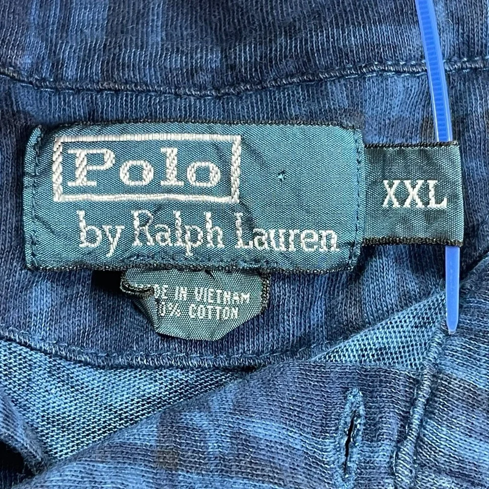 Vintage Y2K Polo Ralph Lauren Plaid Print Shirt Mens 2XL Blue Pocket